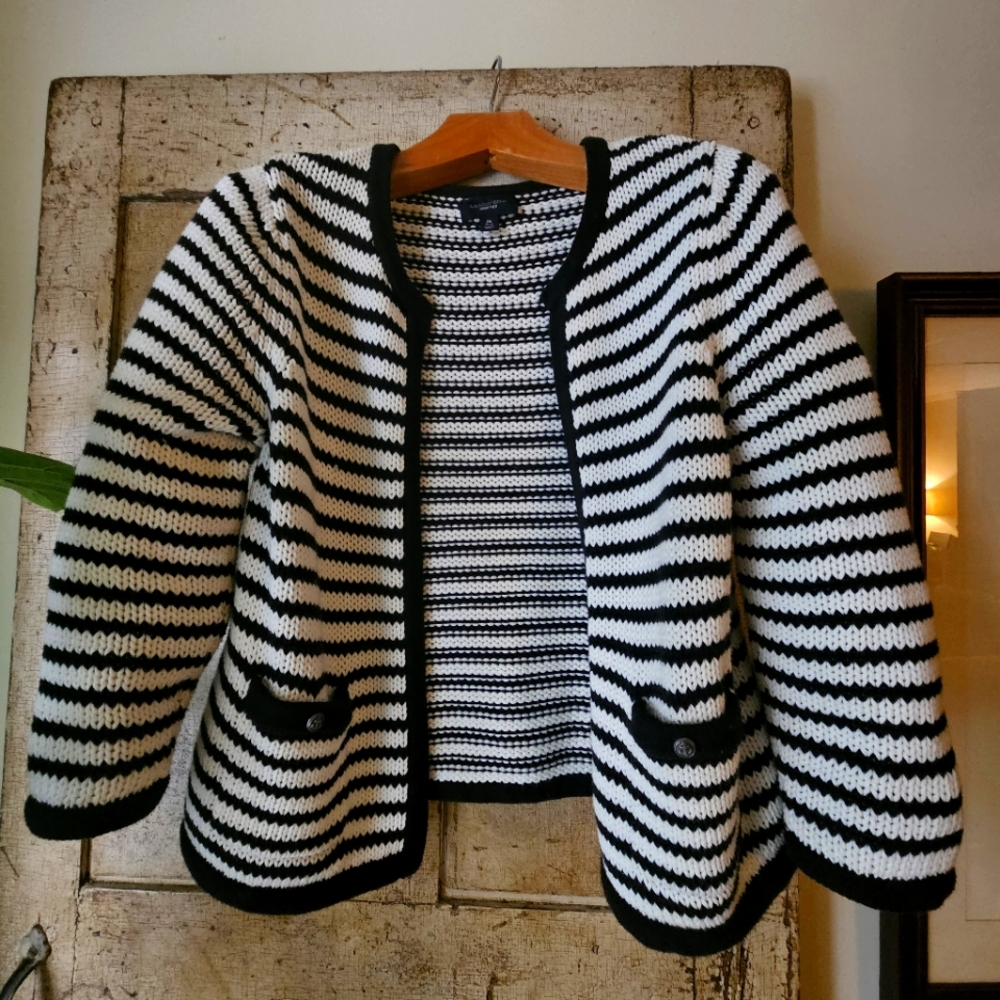 Lands' End Women's Shaker Knit Open Cardi Sz M